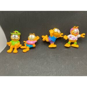 Garfield Vintage Figures, 70s, 80, Safari, Hawaiian,‎ Plastic, Lot of 4